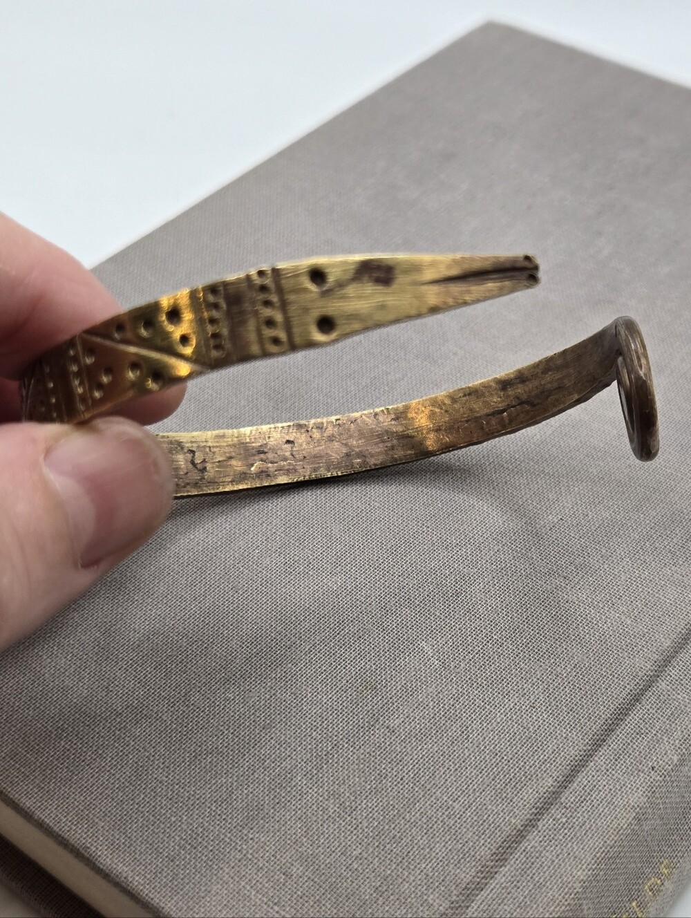 Brass Snake Arm Cuff Bracelet African Brass Egyptian Revival Snake Amulet VTG 8"